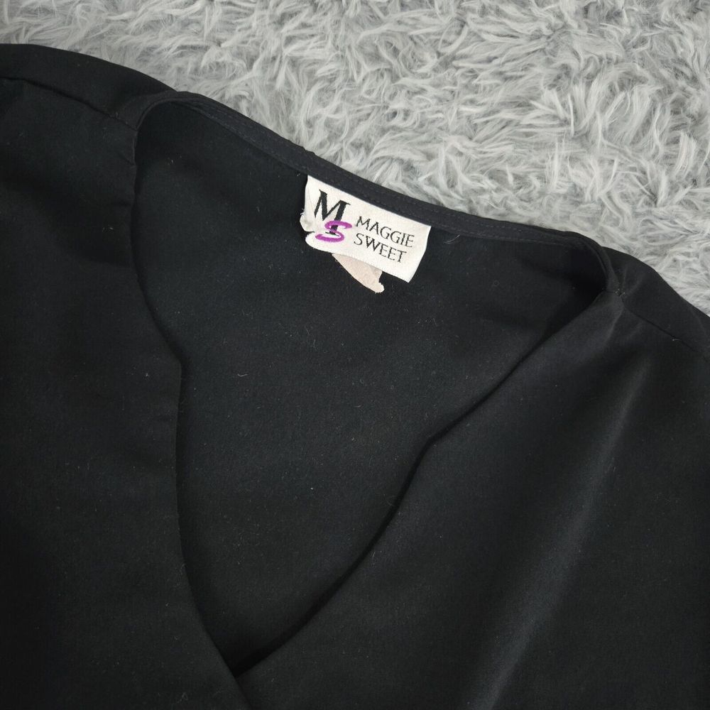 Maggie Sweet 5126 Womens 1X Black Short Sleeve Casualβ Button Up Shirt